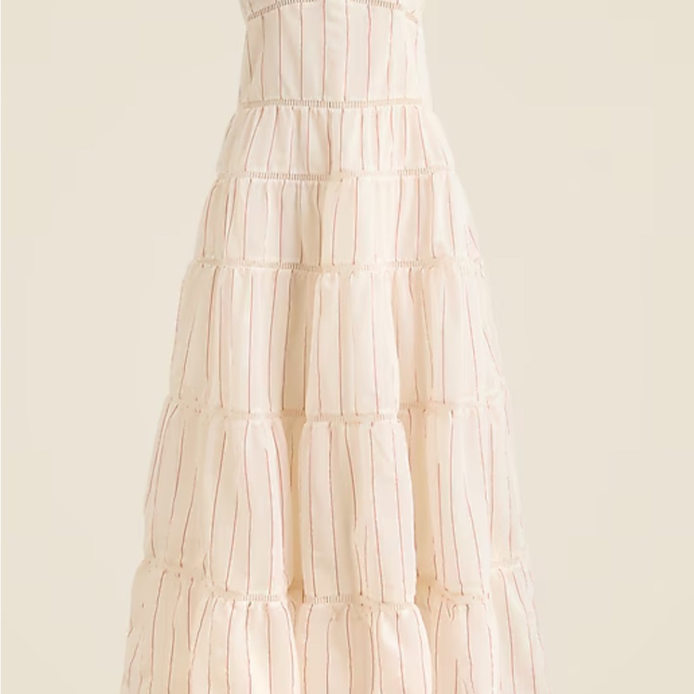 J. Crew Cream Tiered Midi Dress